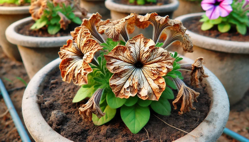 ペチュニアの葉っぱが茶色になるのはなぜ?